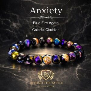 Anti Anxiety glass stone Bracelet Blue Fire Agate & Colorful Obsidian